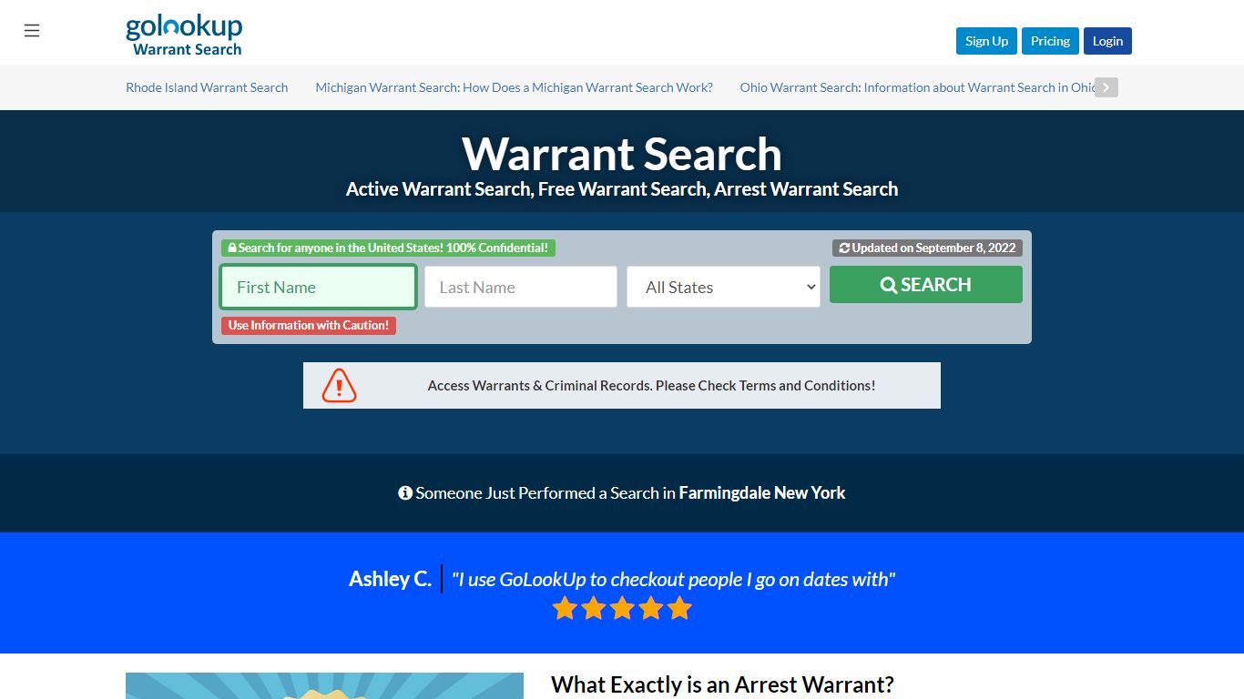 Warrant Search | Online Warrant Search | GoLookUp