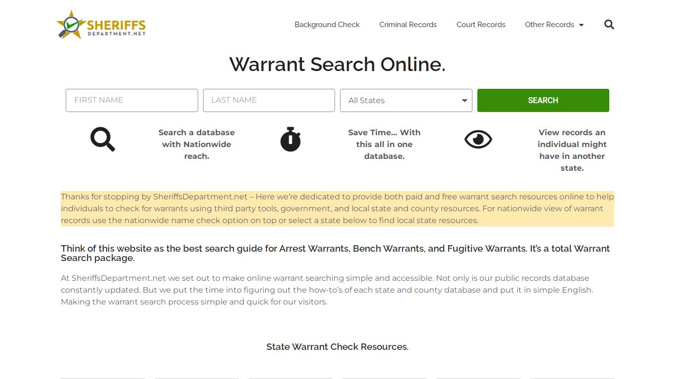 Warrant Search: Check Official Arrest, Bench, Fugitve Warrants For Free.